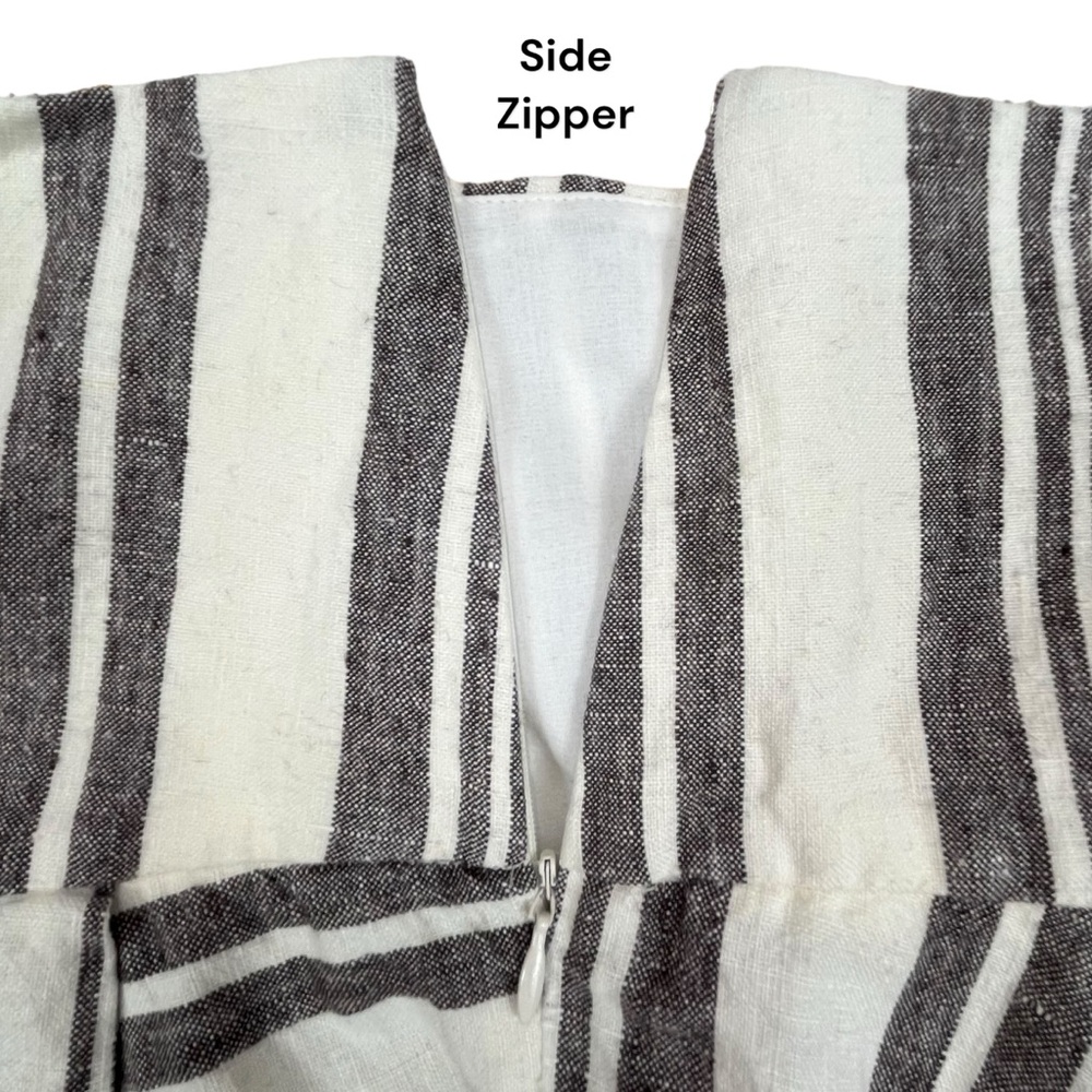 Gap | Women 6R | 100% Linen Ivory & Gray Striped Circle Knee Length Skirt - Picture 3 of 6